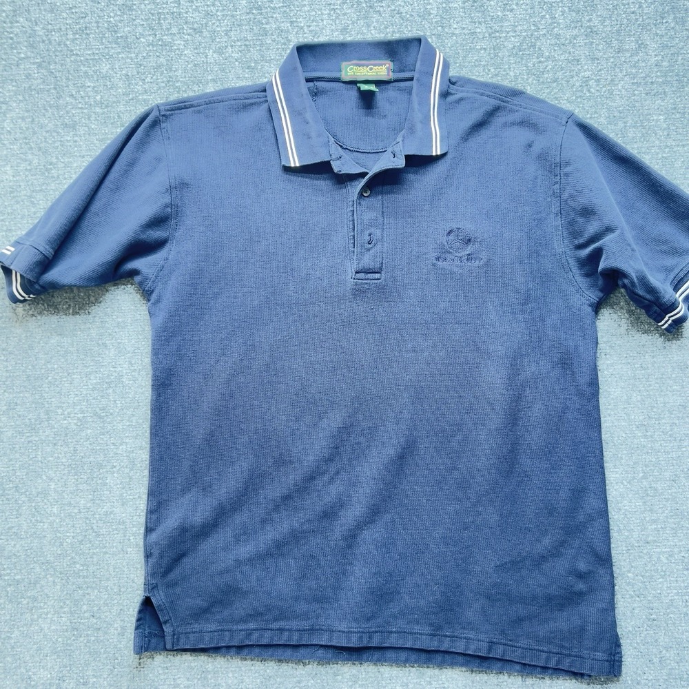 Mercedes Benz Mens Size Extra Large L Collared Blue Short Sleeve Polo Shirt